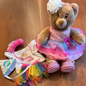 Build-A-Bear Happy Birthday Bear with Pink light up Tutu Dress